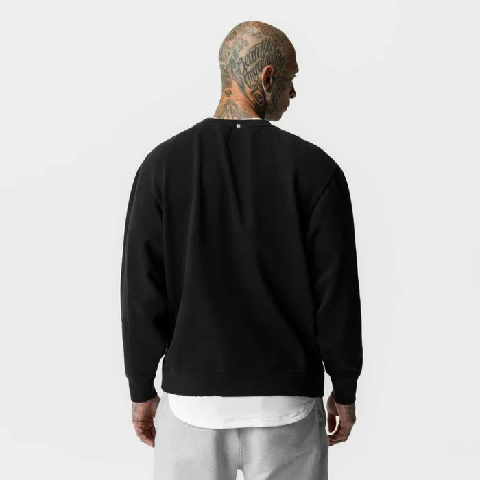 Men Hoodies and Sweatshirts ASRV Tech Essential Distressed Crewneck Black