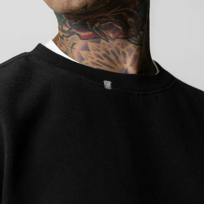 Men Hoodies and Sweatshirts ASRV Tech Essential Distressed Crewneck Black