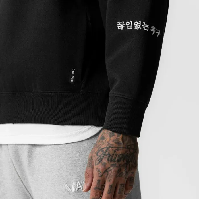 Men Hoodies and Sweatshirts ASRV Tech Essential Distressed Crewneck Black