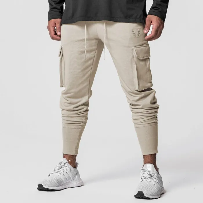 Men Joggers and Pants ASRV TechTerry Cargo High Rib Jogger Sand Smoke