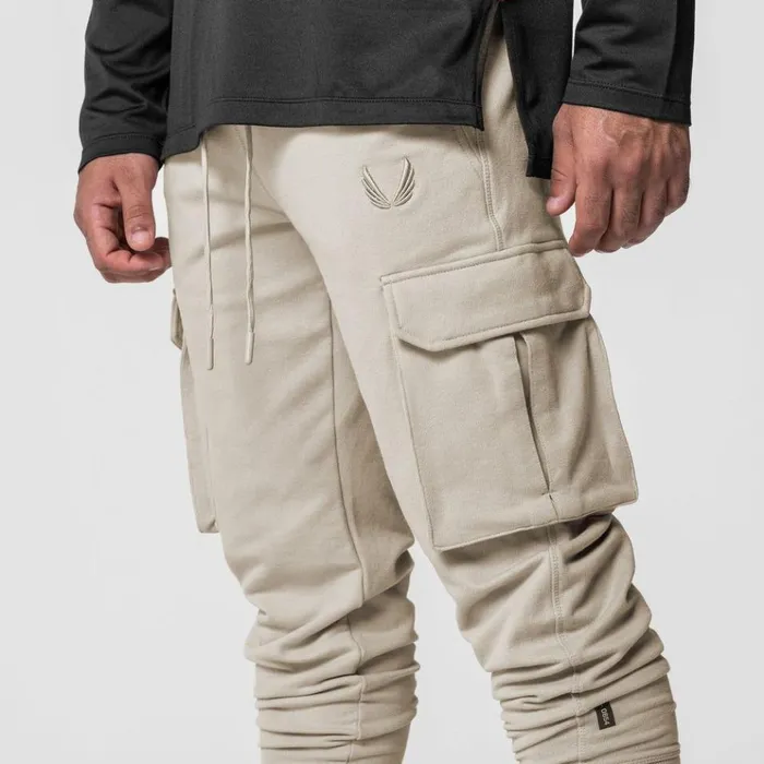 Men Joggers and Pants ASRV TechTerry Cargo High Rib Jogger Sand Smoke