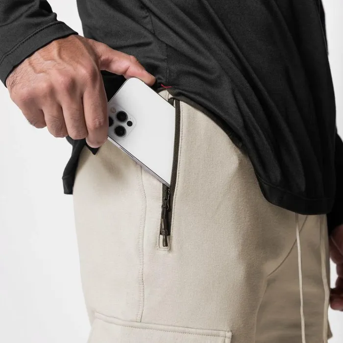 Men Joggers and Pants ASRV TechTerry Cargo High Rib Jogger Sand Smoke
