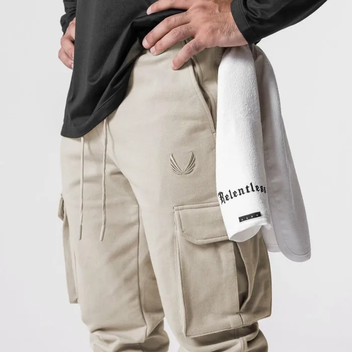 Men Joggers and Pants ASRV TechTerry Cargo High Rib Jogger Sand Smoke