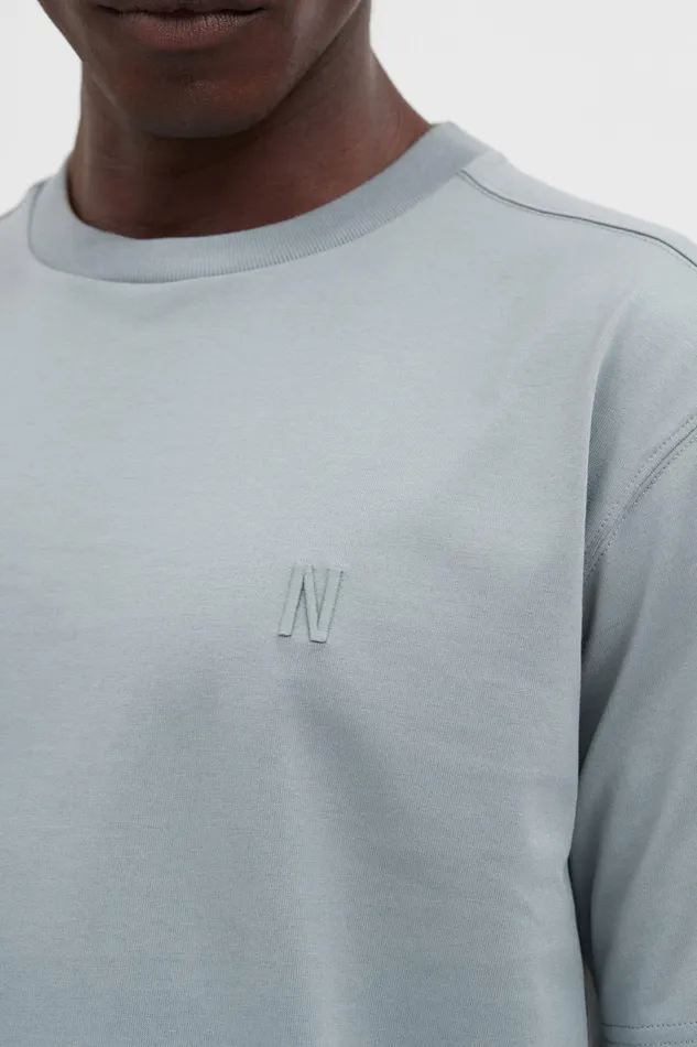 Men Johannes N Logo Tshirt Light Stone Blue Norse Projects TShirts