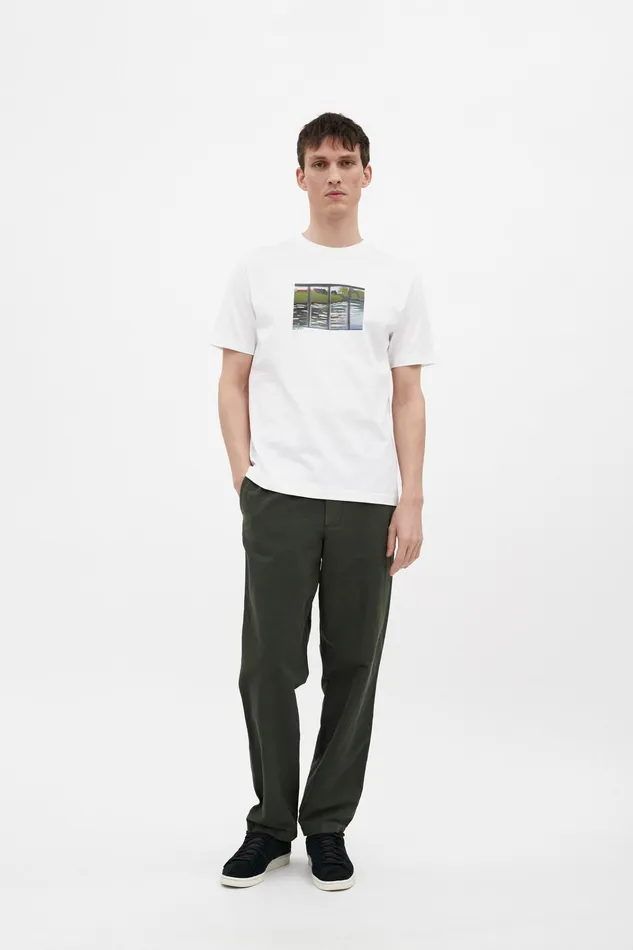 Men Johannes Organic Canal Print Tshirt White Norse Projects TShirts
