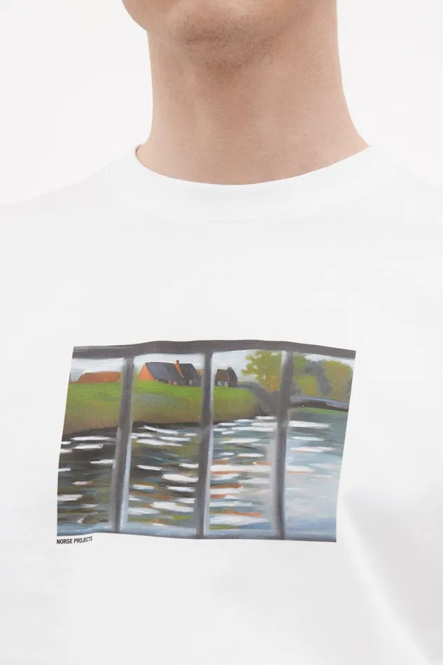 Men Johannes Organic Canal Print Tshirt White Norse Projects TShirts