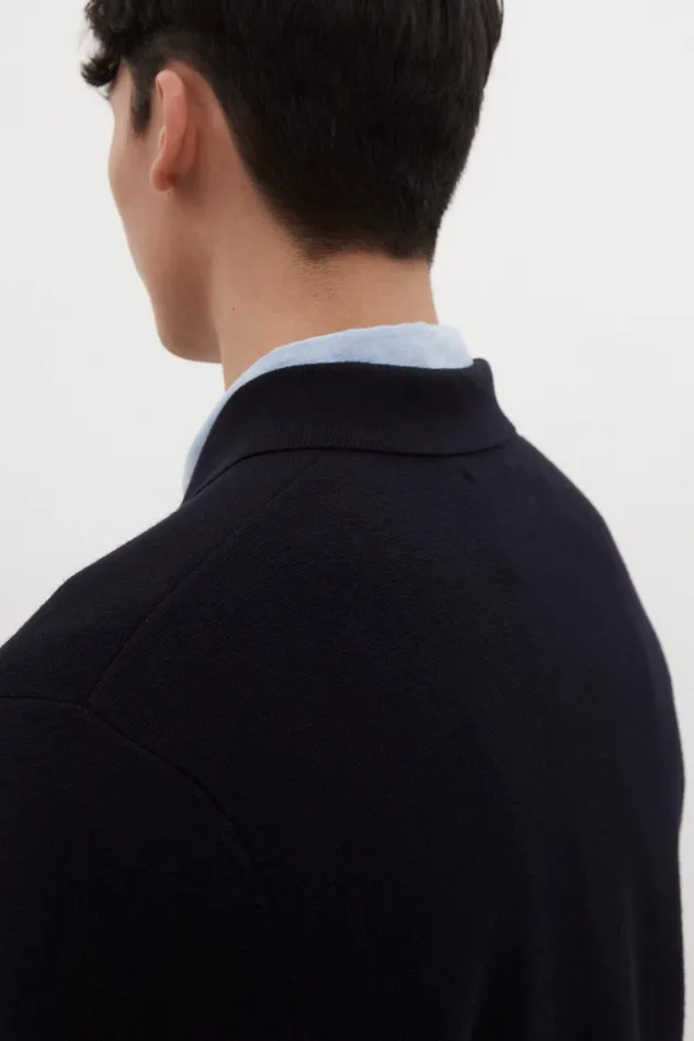 Men Kian Merino Cotton Milano Polo Dark Navy Norse Projects Knitwear