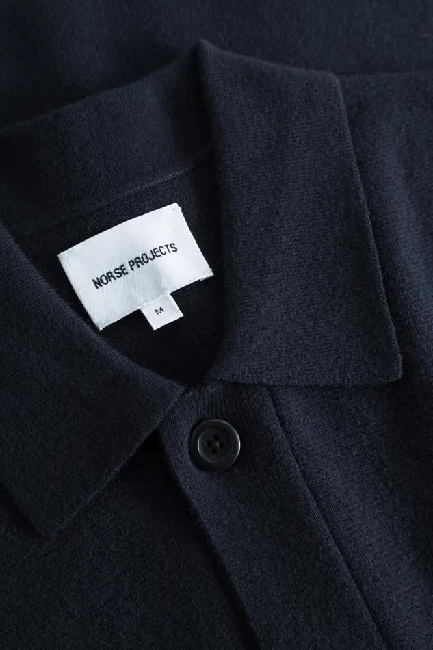 Men Kian Merino Cotton Milano Polo Dark Navy Norse Projects Knitwear