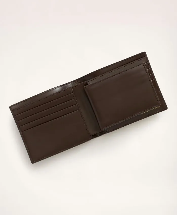 Men Leather Billfold Brown Brooks Brothers Bags and Leather Goods