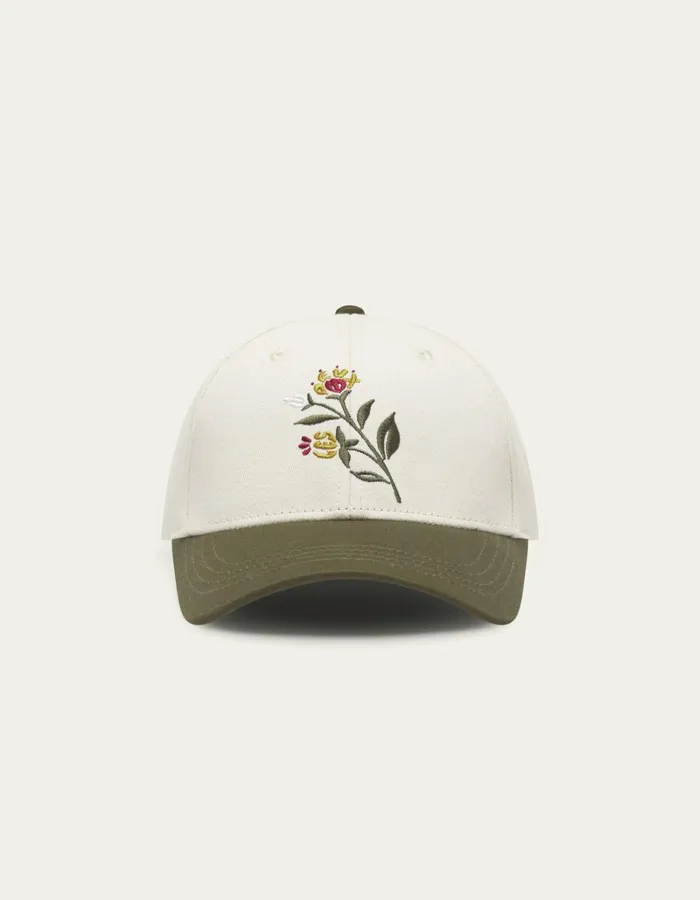 Men Les Deux CapsHats Les Deux Flower Baseball Cap 8211 IvoryOlive Night