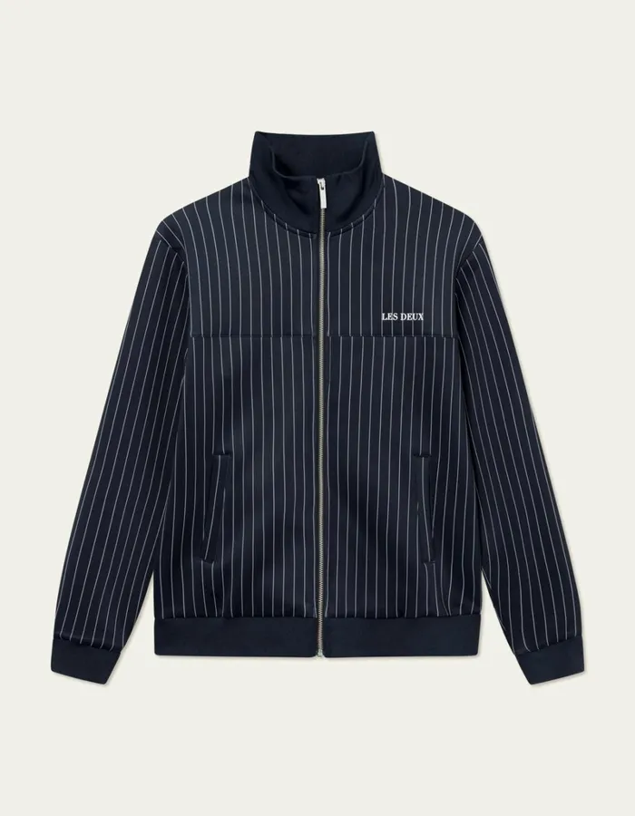 Men Les Deux HoodiesSweatshirts Ballier Pinstripe Track Jacket 8211 Dark NavyLight Ivory