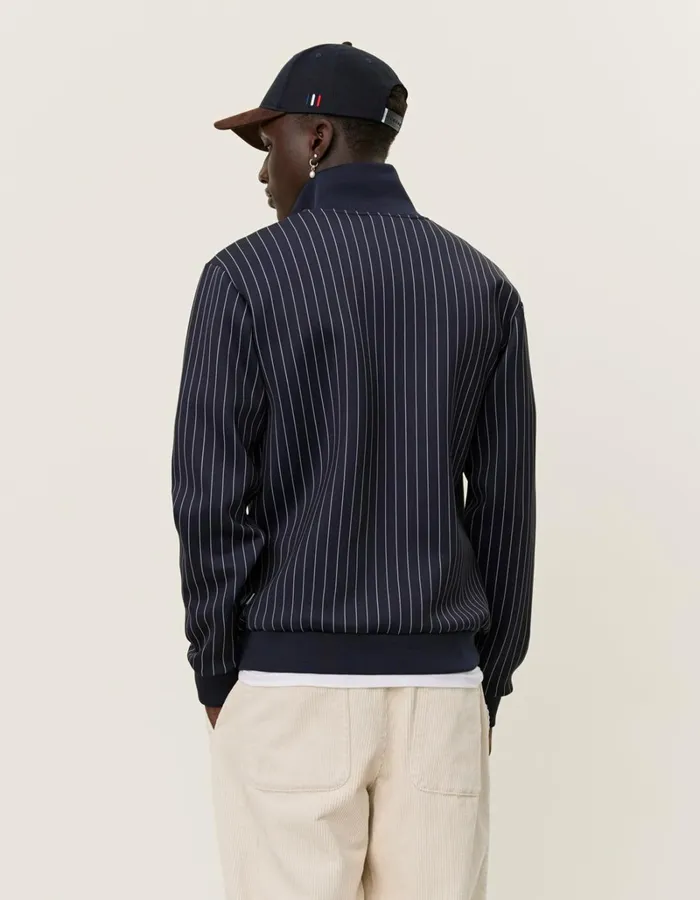 Men Les Deux HoodiesSweatshirts Ballier Pinstripe Track Jacket 8211 Dark NavyLight Ivory