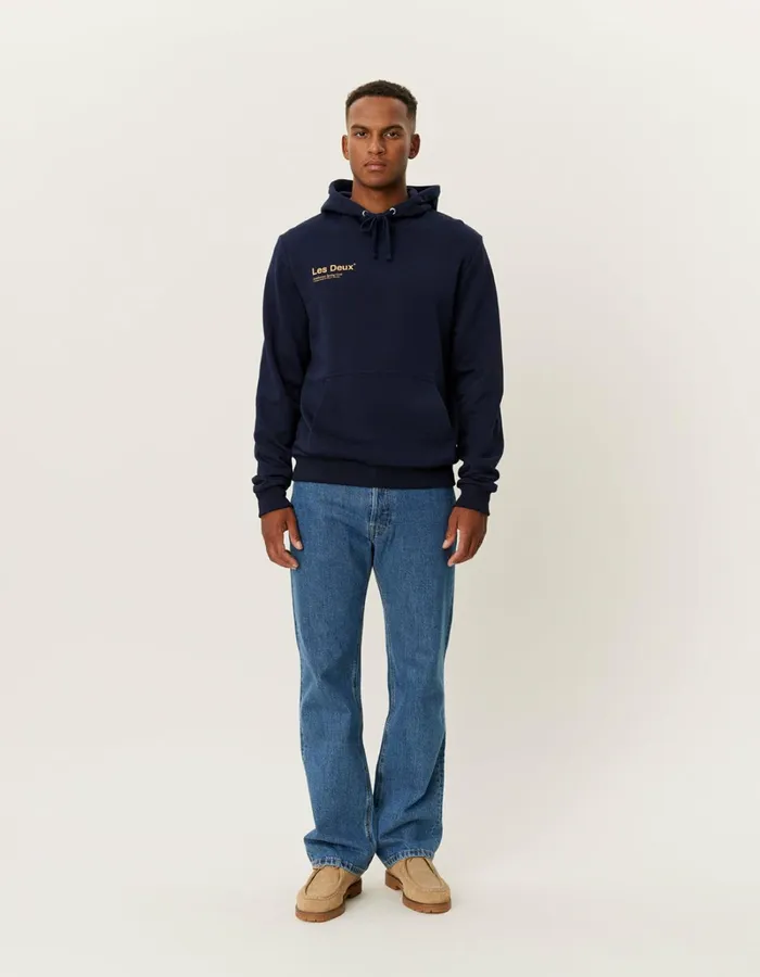 Men Les Deux HoodiesSweatshirts Brody Hoodie 20 8211 Dark NavyMustard Yellow