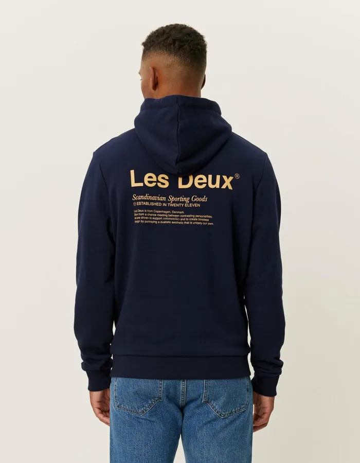 Men Les Deux HoodiesSweatshirts Brody Hoodie 20 8211 Dark NavyMustard Yellow