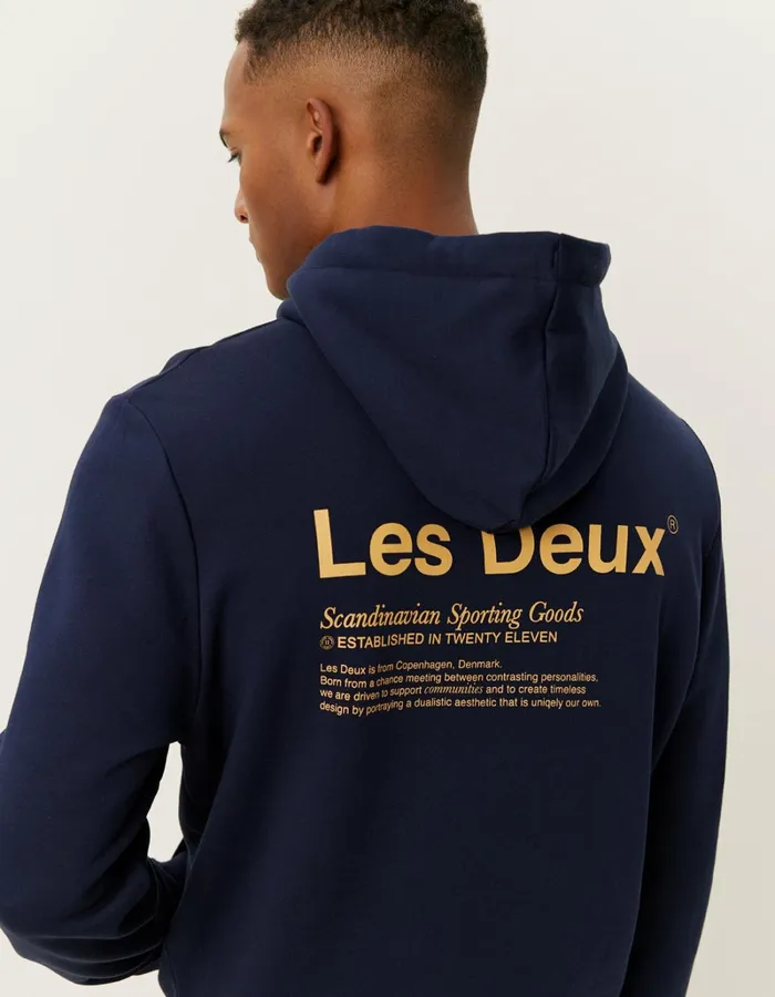 Men Les Deux HoodiesSweatshirts Brody Hoodie 20 8211 Dark NavyMustard Yellow
