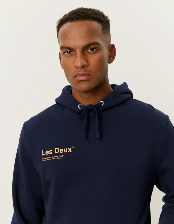 Men Les Deux HoodiesSweatshirts Brody Hoodie 20 8211 Dark NavyMustard Yellow
