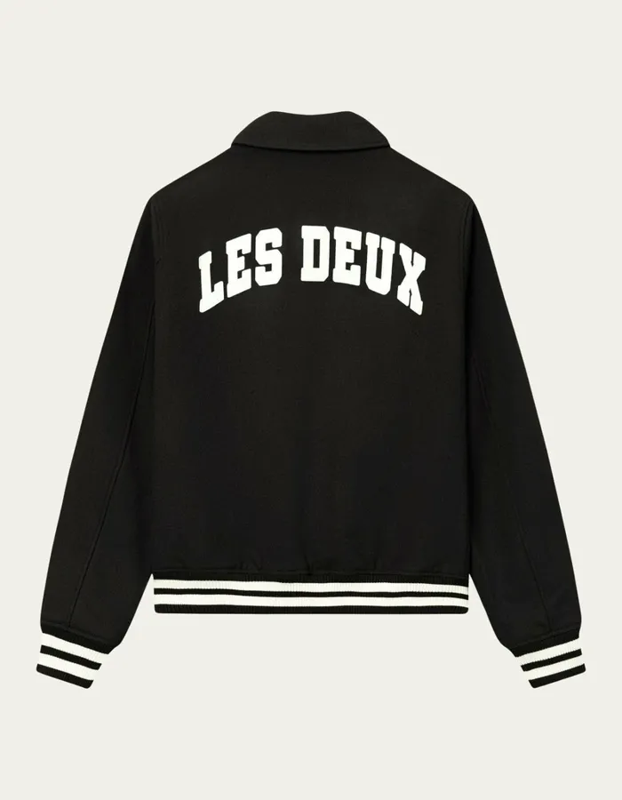 Men Les Deux JacketsCoats Felipe Varsity Wool Jacket 8211 BlackBlack