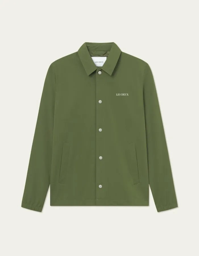 Men Les Deux JacketsCoats Idris Coach Jacket 8211 Chive Green