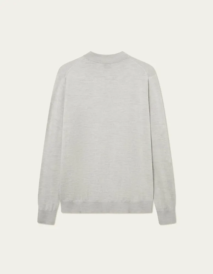 Men Les Deux Knitwear Greyson HalfZip Merino Knit 8211 Ivory Melange