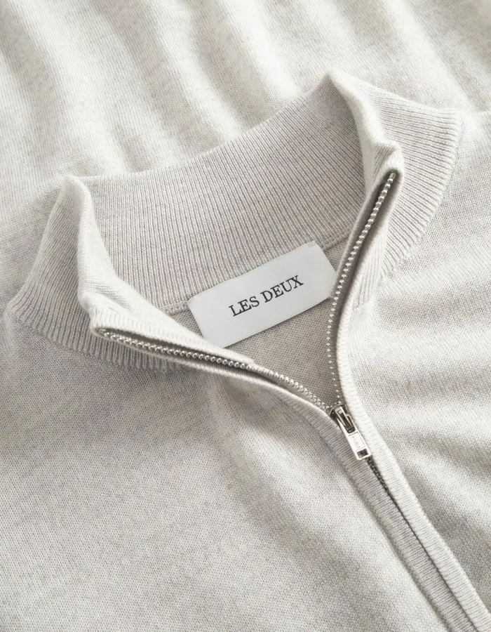 Men Les Deux Knitwear Greyson HalfZip Merino Knit 8211 Ivory Melange