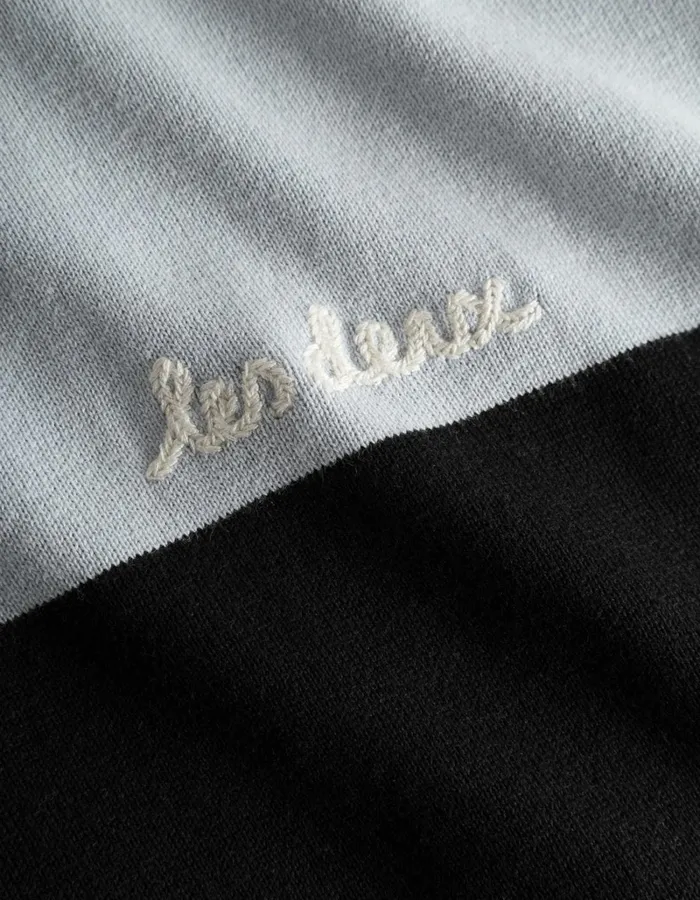 Men Les Deux Knitwear Raul Knitted Polo 8211 Pearl BlueIvory