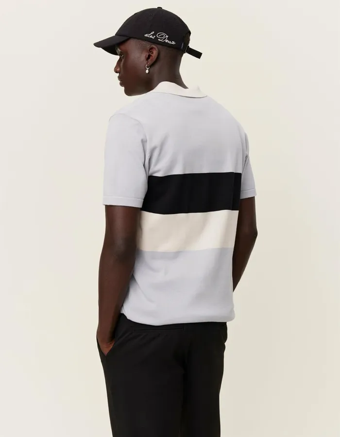 Men Les Deux Knitwear Raul Knitted Polo 8211 Pearl BlueIvory