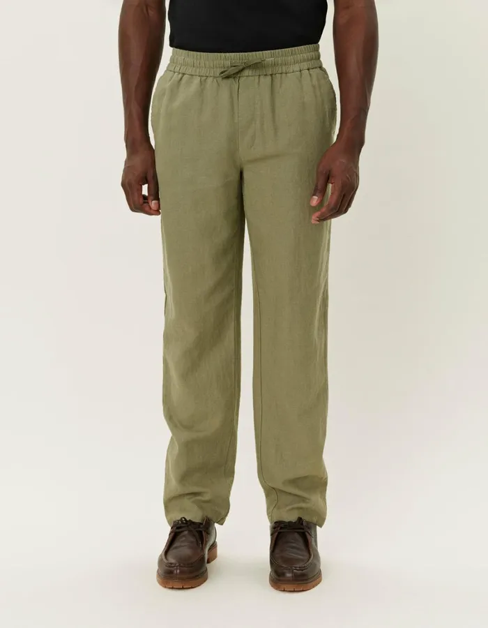 Men Les Deux Pants Patrick Linen Pants 8211 Lichen Green