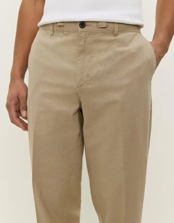Men Les Deux Pants Pino CottonLinen Pants 8211 Dark Sand
