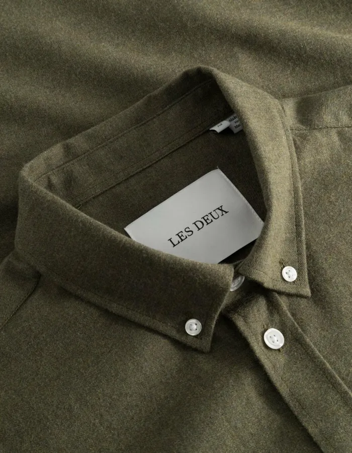 Men Les Deux ShirtsOvershirts Desert Reg Shirt 8211 Olive Night Melange