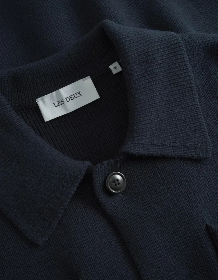 Men Les Deux ShirtsOvershirts Fischer Cotton Milano Overshirt 8211 Dark Navy