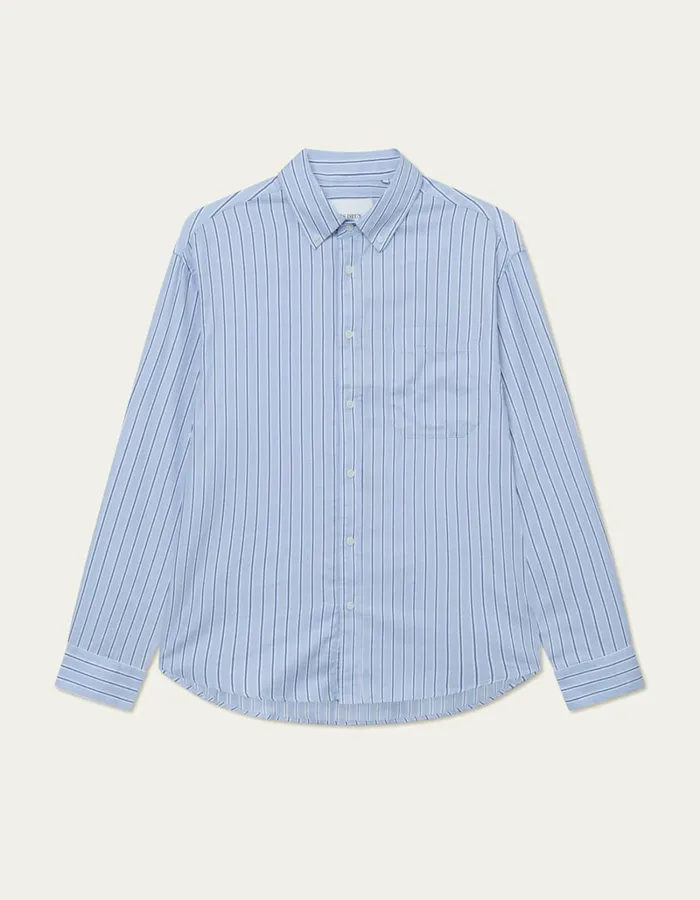 Men Les Deux ShirtsOvershirts Kolton Herringbone Poplin Shirt 8211 WhiteBel Air Blue