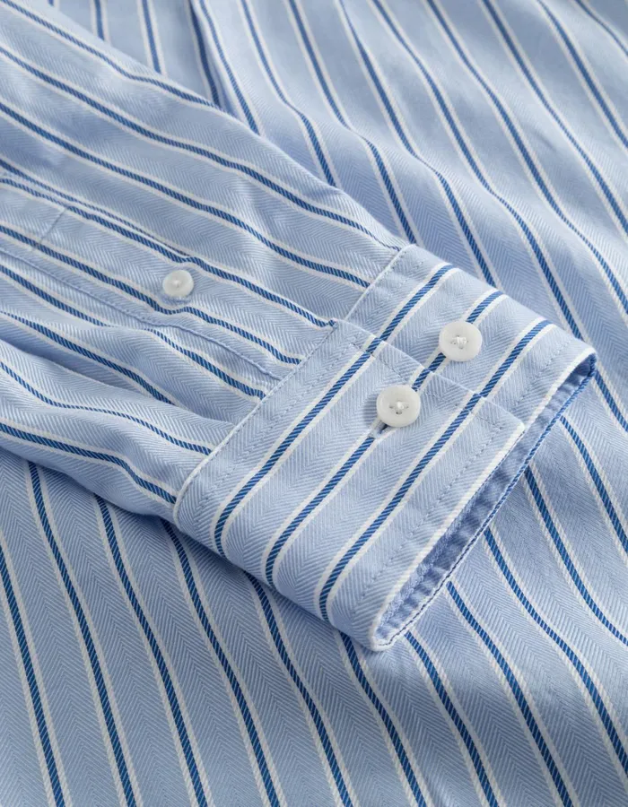 Men Les Deux ShirtsOvershirts Kolton Herringbone Poplin Shirt 8211 WhiteBel Air Blue