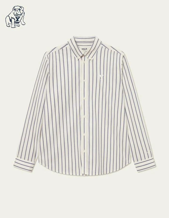 Men Les Deux ShirtsOvershirts Yale Stripe Poplin Shirt 8211 Light IvoryDark Navy