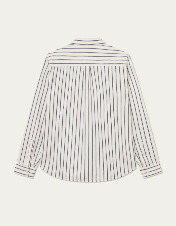 Men Les Deux ShirtsOvershirts Yale Stripe Poplin Shirt 8211 Light IvoryDark Navy