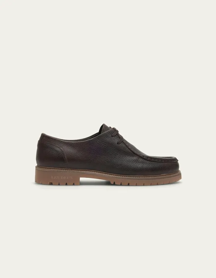 Men Les Deux Shoes Taylor Leather Moc Toe Shoe 8211 Brown