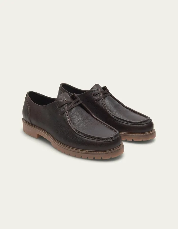 Men Les Deux Shoes Taylor Leather Moc Toe Shoe 8211 Brown