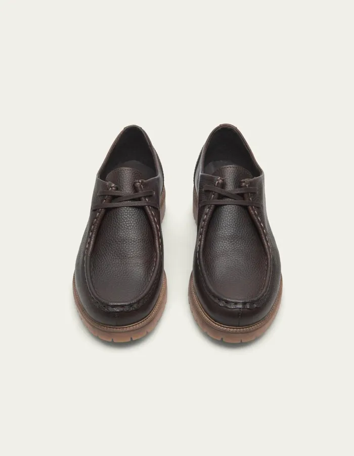 Men Les Deux Shoes Taylor Leather Moc Toe Shoe 8211 Brown