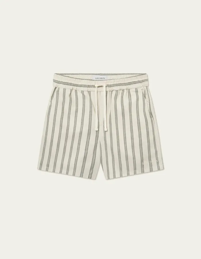 Men Les Deux Shorts Lawson Stripe Shorts 8211 IvoryChive Green