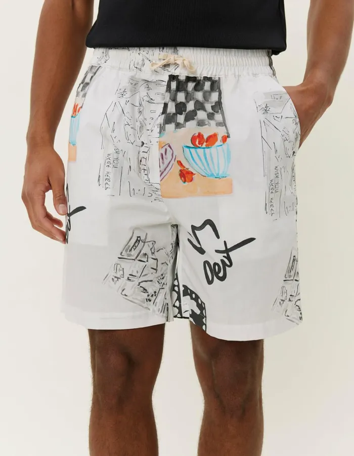 Men Les Deux Shorts Otto AOP Shorts 8211 Light Ivory