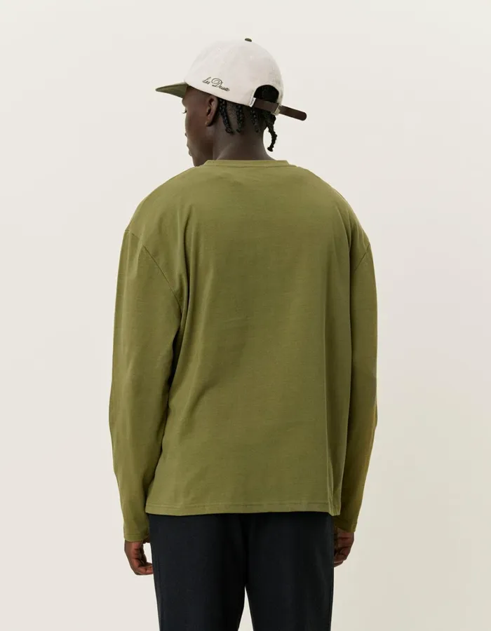 Men Les Deux Tshirts Crew LS TShirt 8211 Chive GreenLight Ivory