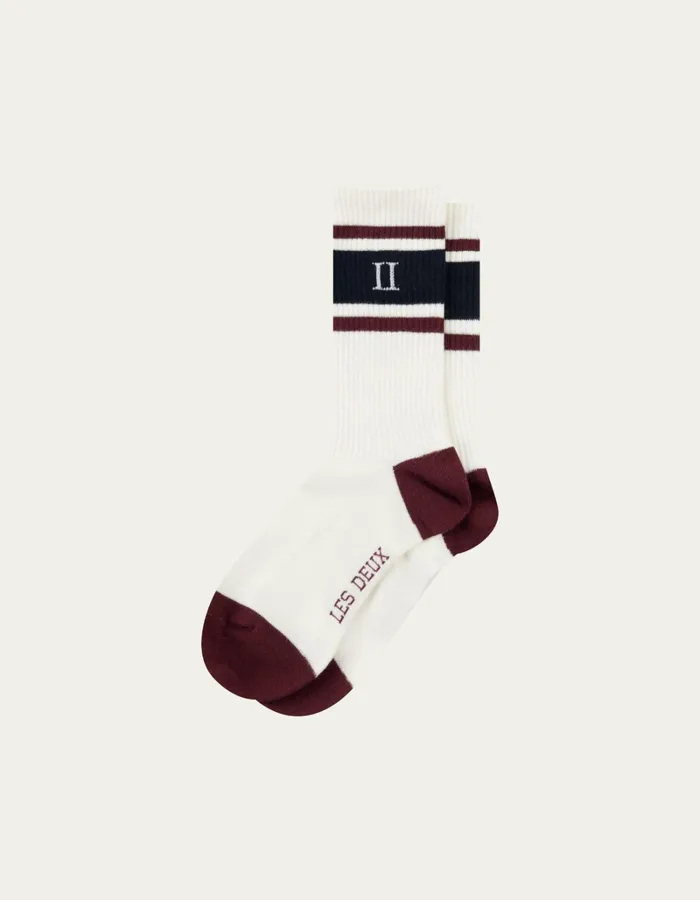 Men Les Deux Underwear William Stripe 2Pack Socks 8211 Off WhiteDark Navy