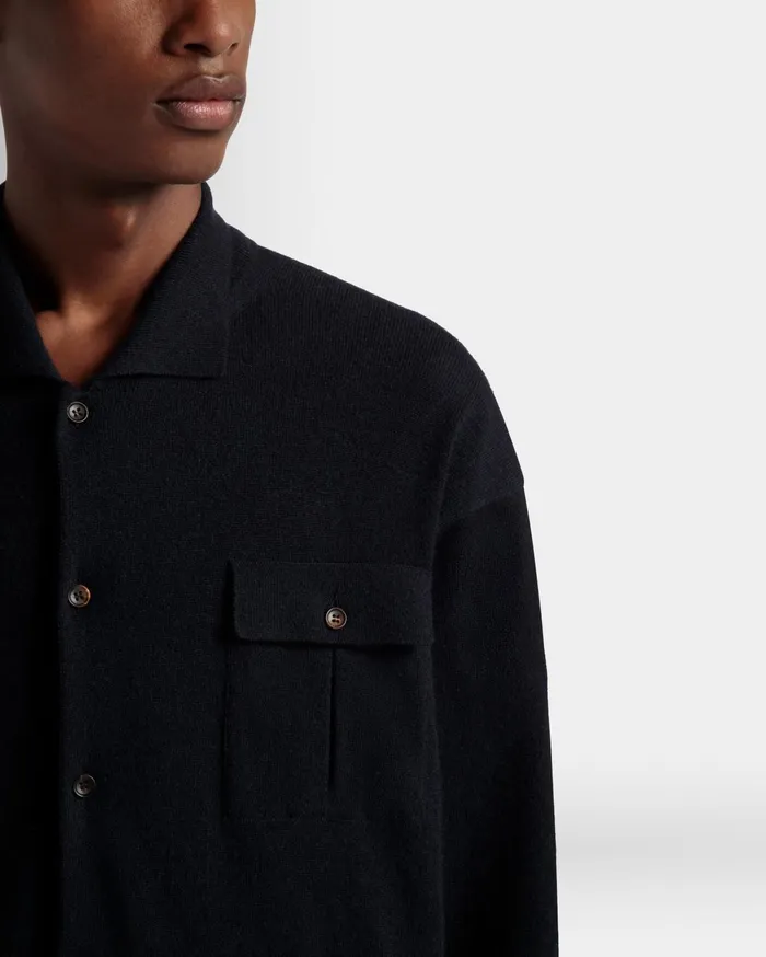 Men Long Sleeve Shirt With Logo In Navy Blue Cashmere Bally Shirts and TShirts