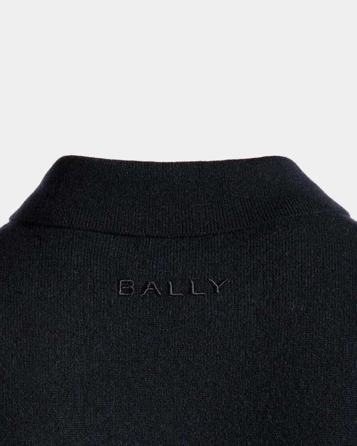 Men Long Sleeve Shirt With Logo In Navy Blue Cashmere Bally Shirts and TShirts