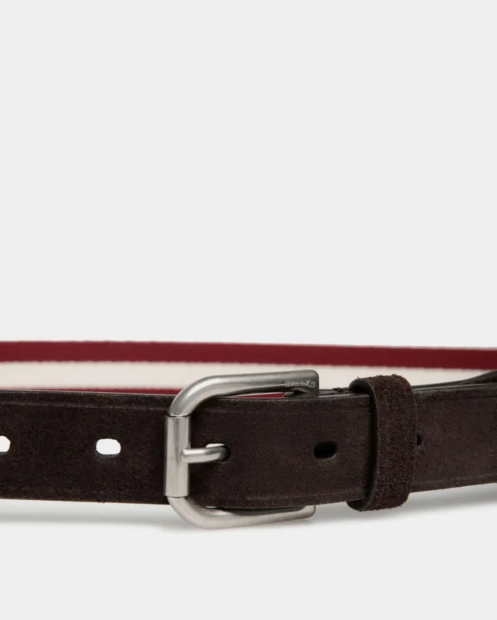 Men Melvin 35mm Belt In Red And White Fabric And Suede Bally Belts
