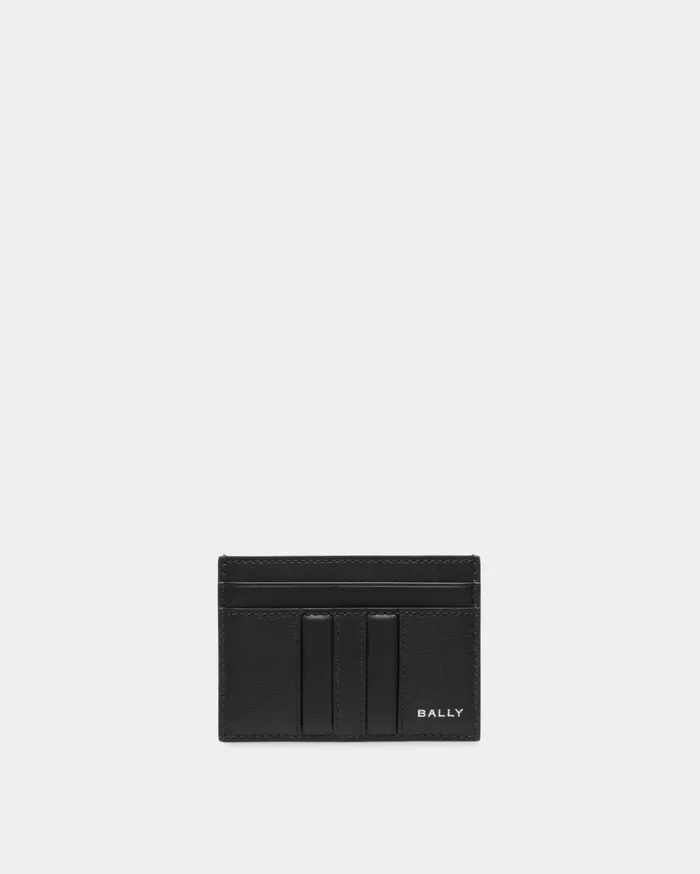 Men Mythos Card Holder In Black Recycled Leather Bally Wallets and Card Holders