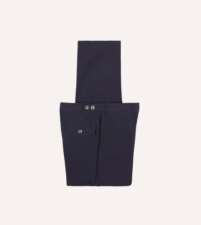 Men Navy Seersucker Games Trousers Drake039s Trousers