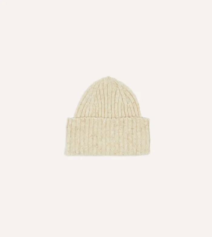 Men Oatmeal Donegal Ribbed Merino Knit Cap Drake039s Hats