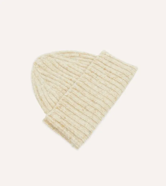 Men Oatmeal Donegal Ribbed Merino Knit Cap Drake039s Hats