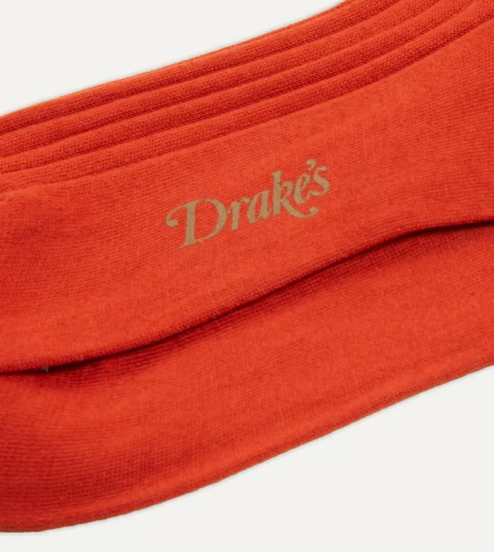 Men Orange Cotton OvertheCalf Socks Drake039s Socks