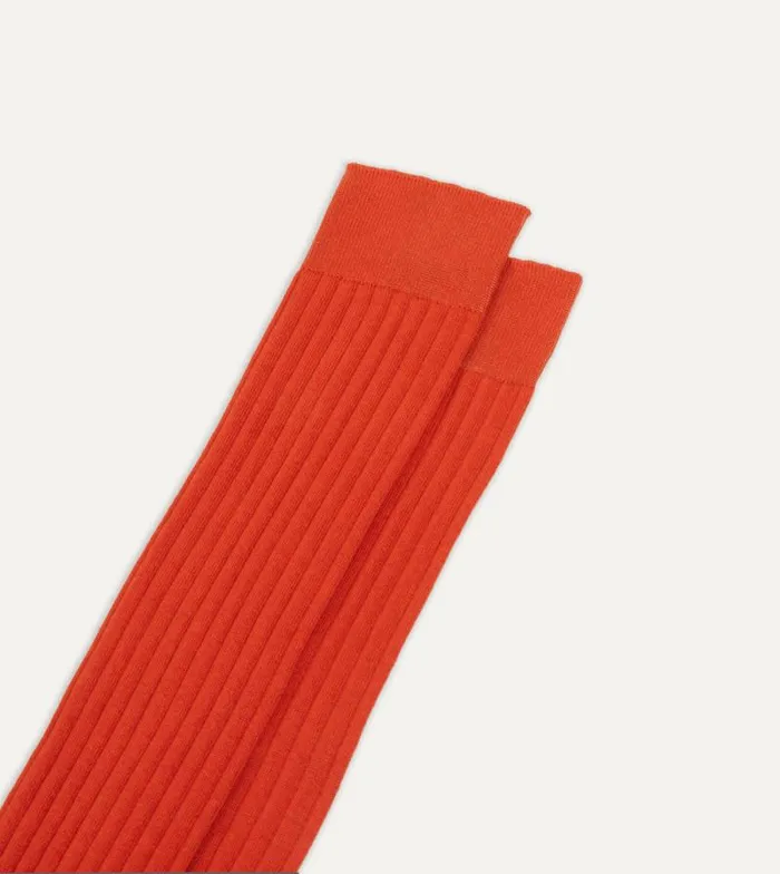 Men Orange Cotton OvertheCalf Socks Drake039s Socks